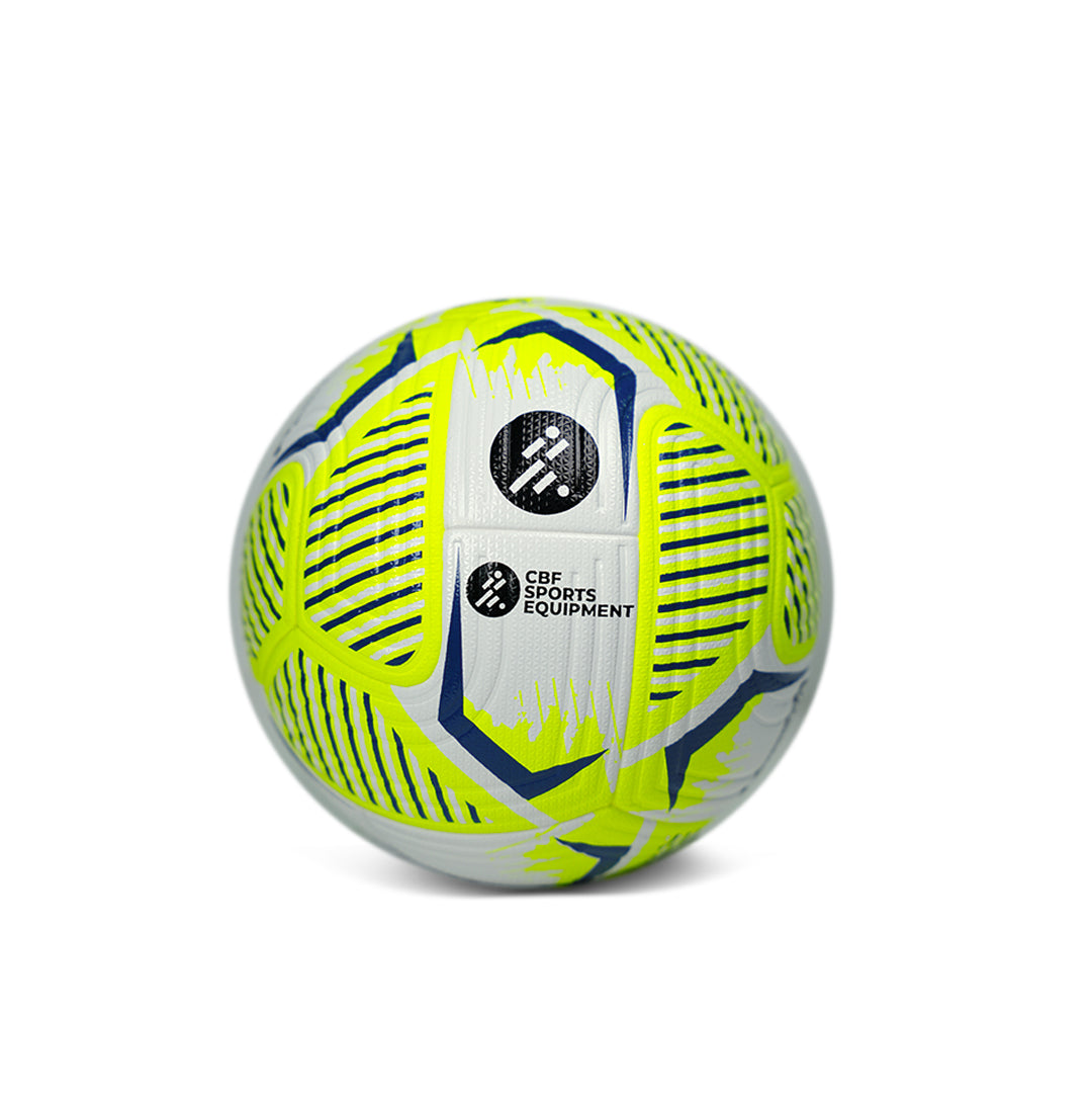 CBF Size 5 embossed training football in white, yellow and navy