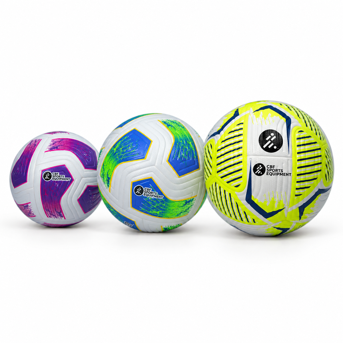 AI-generated studio view of the CBF 12-panel training football range in three sizes